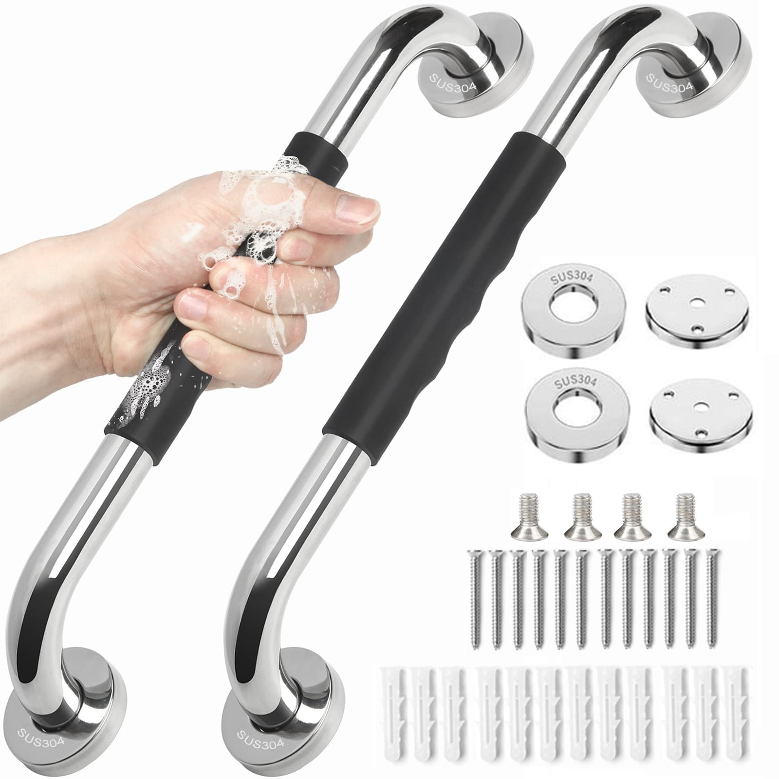 2 Pack 12 in Grab Bars for Bathroom, 12'' Shower Grab Bar, SUS-304 ...