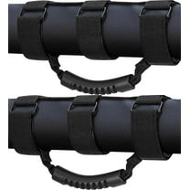 2 Pack Grab Handle Set Compatible with Jeep Wrangler TJ YJ JK, Easy-to-Fit 3 Straps Design for 1955-2023 Models (Black)
