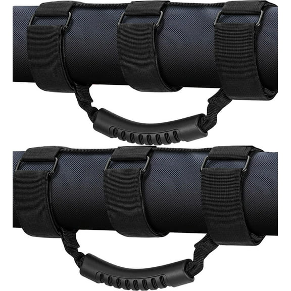 2 Pack Grab Handle Set Compatible with Jeep Wrangler TJ YJ JK, Easy-to-Fit Black