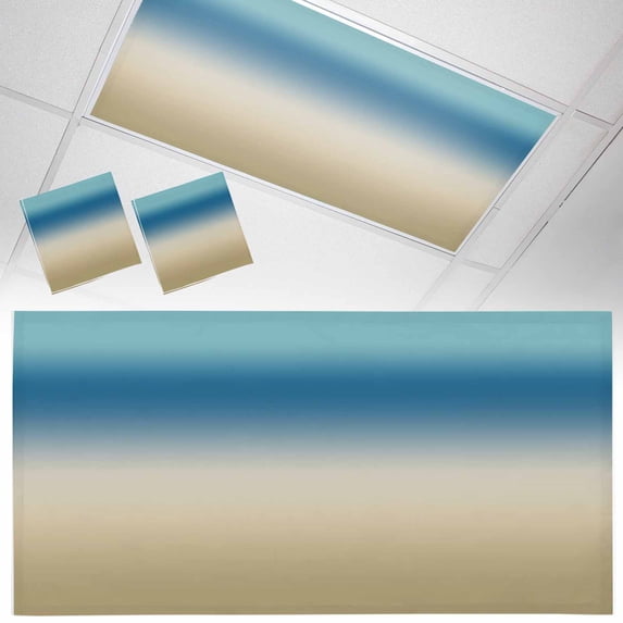 2 Pack Gradient Blue Fluorescent Light Covers for Ceiling Lights Modern Minimalist Blue Brown Ocean Beach Magnetic Ceiling Light Covers Overhead Light Filters for Office Classroom Home