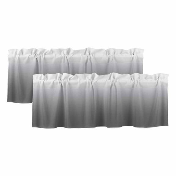 2 Pack Gradient Grey Valance for Window Kitchen Valance Rod Pocket Short Curtain Topper Decorative Window Treatment for Living Room Bedroom 42"x12"