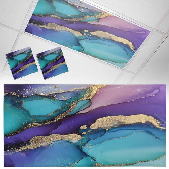 2 Pack Gradient Marble Texture Fluorescent Light Covers for Ceiling Lights Marble Texture Modern Art Magnetic Ceiling Light Covers Overhead Light Filters for Office Classroom Home