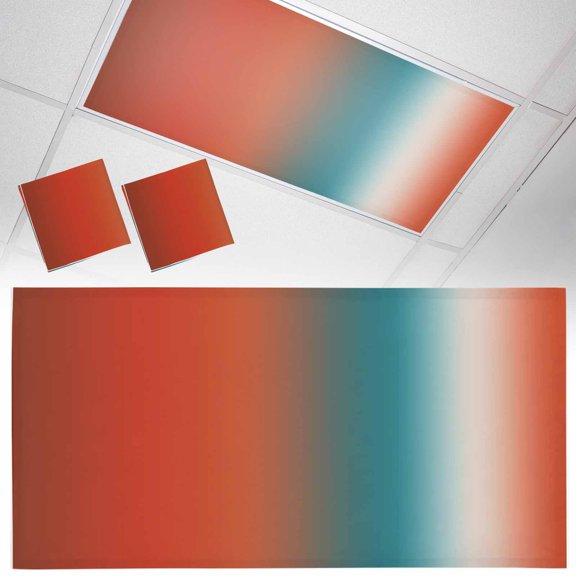 2 Pack Gradient Orange Red Fluorescent Light Covers for Ceiling Lights Modern Abstract Minimalist Blue Ocean Beach Magnetic Ceiling Light Covers Overhead Light Filters for Office Classroom Home
