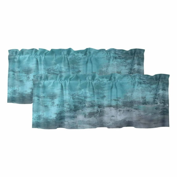 2 Pack Graffiti Effects Modern Art Valance for Window Vintage Watercolor Green Kitchen Valance Rod Pocket Short Curtain Topper Decorative Window Treatment for Living Room Bedroom 42"x18"