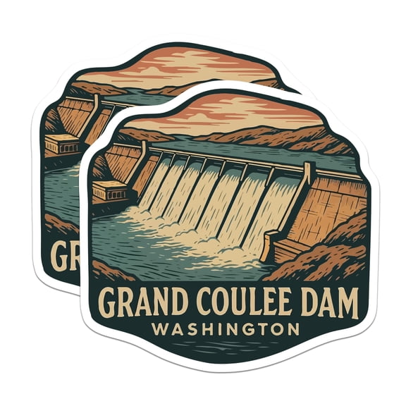 (2 Pack) Grand Coulee Dam Magnets - Washington State Souvenir - Pacific Northwest Landmark Travel Decor - 5 Inches On Longest Side - Thick Durable Magnet - Made in USA - MAG20086