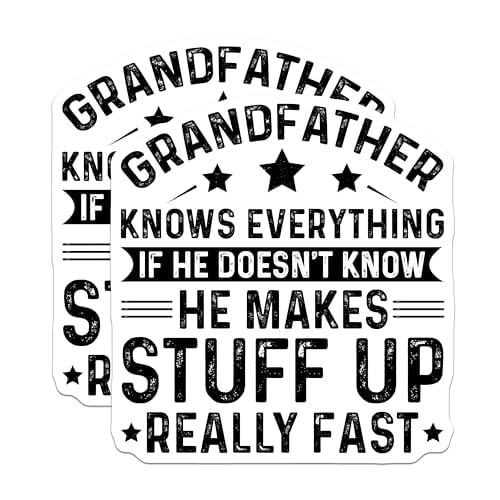 (2 Pack) Grandfather Knows Everything Magnets - Funny Grandfather Quote - Granddad Humor Magnet - Grandpa Car Magnet - 5" On Longest Side - for Cars, Fridges, Toolboxes - Made in USA - MAG6098