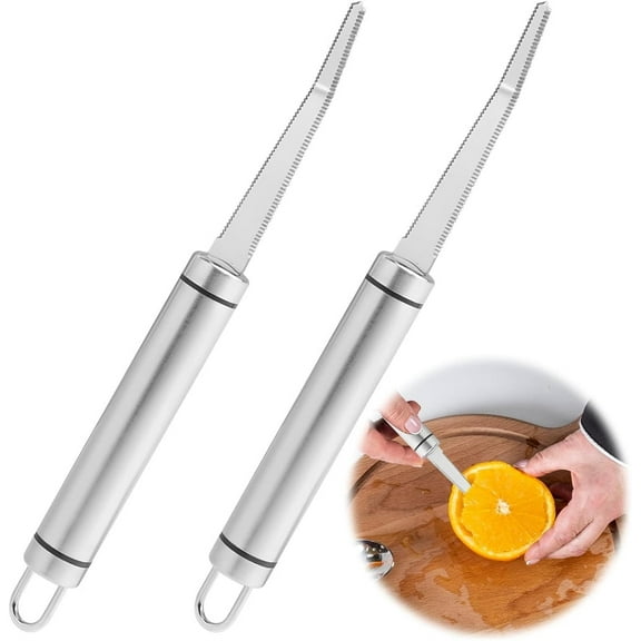 2 Pack Stainless Steel Grapefruit Knives, Duslogis Grapefruit Knife Curved Serrated, Fruit Knife with Serrated Edge, Kitchen Serrated Knives, Grapefruit Peeler