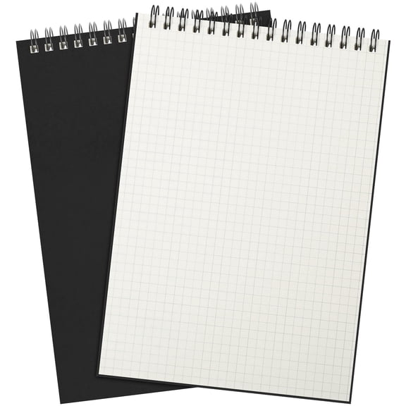 2 Pack Graph Paper Spiral Notebook A5, 140 Pages Grid Notepad, Top Wirebound for Math Office Sketching, Hardcover Memo Pad, Students Engineers Teachers