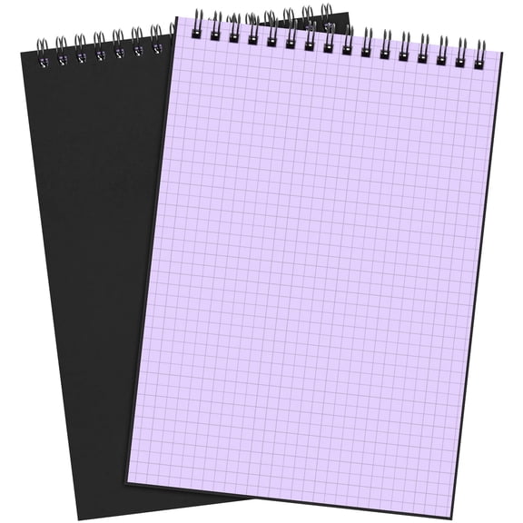 2 Pack Graph Paper Spiral Notebook A5, 140 Pages Grid Notepad, Top Wirebound for Math Office Sketching, Hardcover Memo Pad, Students Engineers Teachers