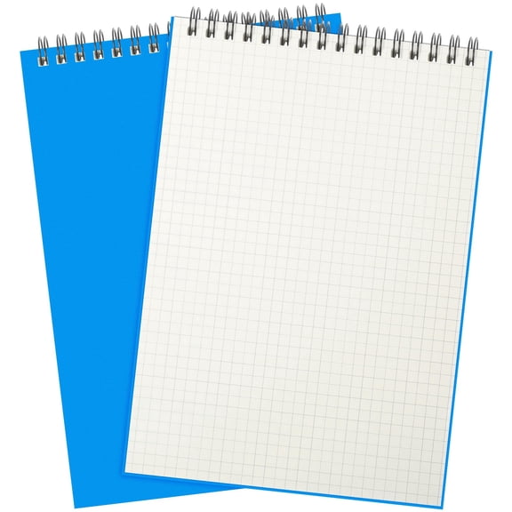 2 Pack Graph Paper Spiral Notepad A5 Top Wirebound Notepad Grid Notebook Steno Pad Memo Notebook Grid Paper 140 Pages for Writing Sketching Drawing Office Supply