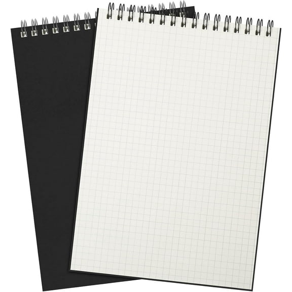 2 Pack Graph Paper Spiral Notepad A5 Top Wirebound Notepad Grid Notebook Steno Pads Memo Notebook Grid Paper 140 Pages for Writing Sketching Drawing Office Supplies