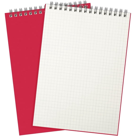 2 Pack Graph Paper Spiral Notepad A5 Top Wirebound Notepad Grid Notebook Steno Pads Memo Notebook Grid Paper 140 Pages for Writing Sketching Drawing Office Supplies