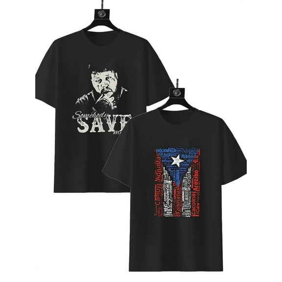 2 Pack Graphic T Shirts for Men Crew Neck Cotton Short Sleeve Loose Hip Hop Streetwear Basic Summer Tees Black M