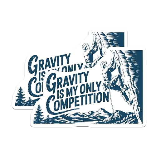 (2 Pack) Gravity is My Only Competition Magnets - Rock Climbing - Adventure - Outdoor Enthusiast - Motivational Decor - 5" On Longest Side - for Cars, Fridges, Toolboxes - Made in USA - MAG5793