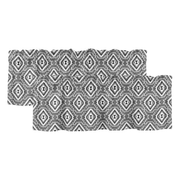 2 Pack Gray Slate Diamonds Valance for Window Abstract Vintage Minimalist Geometric Grid Kitchen Valance Rod Pocket Short Curtain Topper Decorative Window Treatment for Living Room Bedroom 42"x12"
