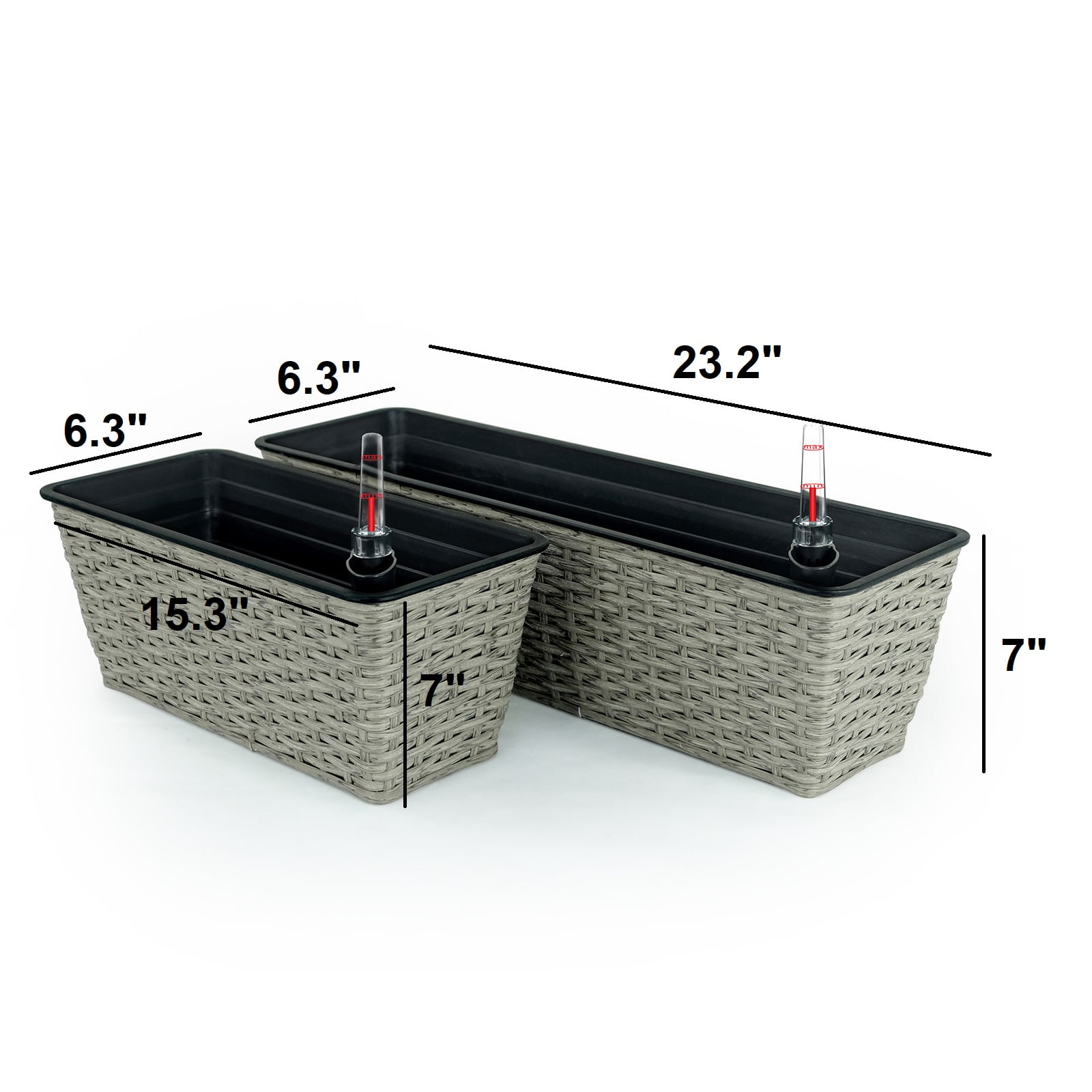 Photo inspiration: Weather Resistant Lacing With Uv Stabilization Reference: 2 Pack Gray Smart Self Watering Planters