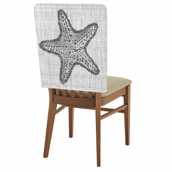 2 Pack Gray Starfish Chair Back Covers Marine Life Ocean Linen Texture ...