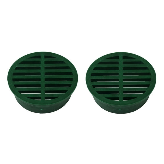 2 Pack Green 4" Outdoor Round Flat Drain Grate Cover