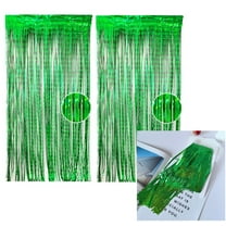 2 Pack Green Color Tinsel Backdrop 39in x 79in , Metallic Foil Backdrop Fringe Curtains Party Streamer, Party Decorations Photo Backdrop for Birthday