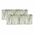 thumbnail image 1 of 2 Pack Green Eucalyptus Valance for Window Leaf Retro Linen Background Farmhouse Kitchen Valance Rod Pocket Short Curtain Topper Decorative Window Treatment for Living Room Bedroom 54"x18", 1 of 8