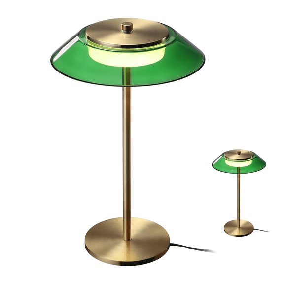 2 Pack Green Glass LED Bankers Lamp, 3-Step Dimmable Table Lamps with Antique Brass Body, 330LM 100-240V Vintage Desk Lamps for Home Office Dining Room, ETL&UL Listed