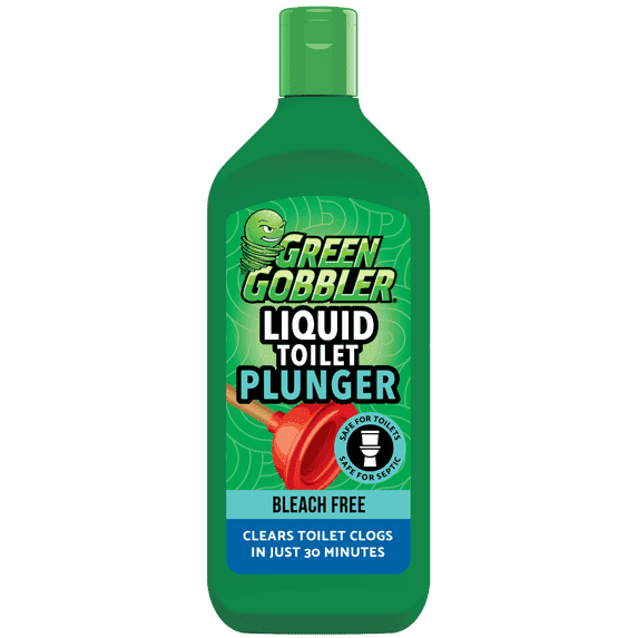 2 Pack - Green Gobbler Liquid Toilet Plunger - Clears Toilet Clogs Fast, No Plunger Needed -Bleach Free, Safe for Pipes and Septic, 12oz