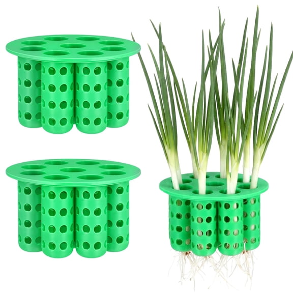 2 Pack Green Onion Regrower Planter, Soilless Scallion Sprouting Box for Kitchen Counter, Micro Greens Growing Kit for Indoor Gardening, 9-Hole Design
