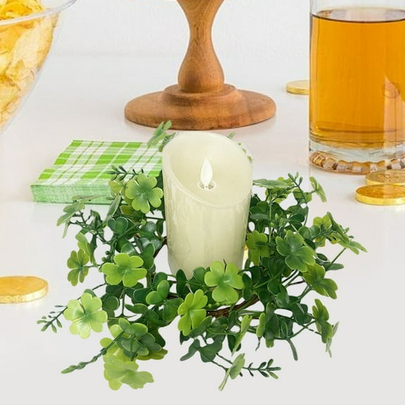 2-Pack Green Plastic Boxwood Wreath, 9.84" Round Simulation Candle Wreath for Table, Door, Wall Decor - Holiday Party Decoration