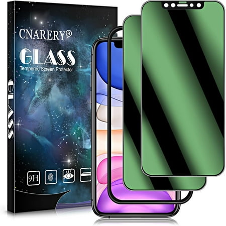 [2 Pack] Green Privacy Screen Protector for iPhone 11/ XR (6.1 Inch), [Easy Installation Kit][Anti Peeping][Case Friendly] Green Anti-Spy Tempered Glass Screen Protector