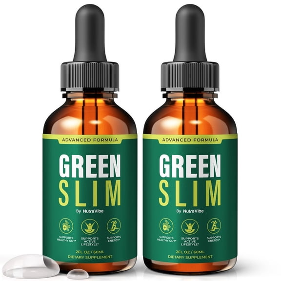 (2 Pack) Green Slim Natural Daily Liquid Formula Designed to Align with Fitness Goals, Support an Active Lifestyle & Body Balance | Just a Few Drops for a Fit-Focused Routine (60 Servings)