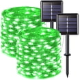 thumbnail image 1 of 2 Pack Green Solar Fairy Lights, Each 33ft 100 LED Green Solar Lights Outdoor, Waterproof St Patricks Day String Lights for Outside Patio Garden Party Tree Decorations, 1 of 7