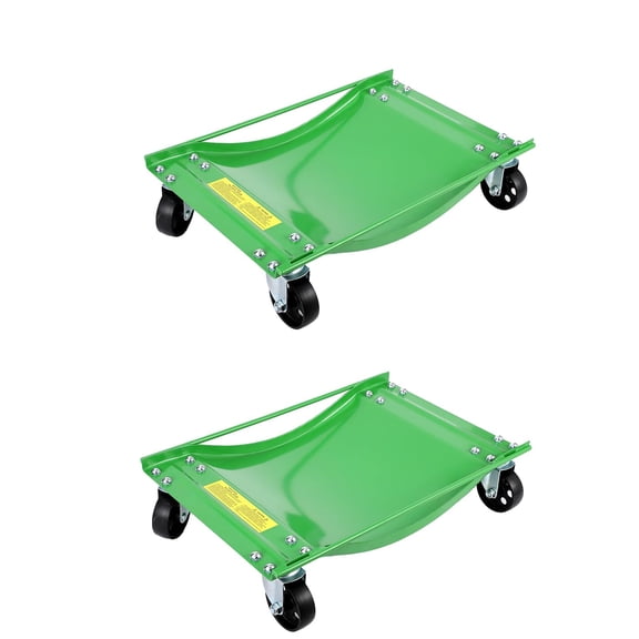 2 Pack Green Vehicle Moving Dolly, 5000LBS Bearing Curved Design Skate, Universal Wheel Mover for SUV ATV Garage Use