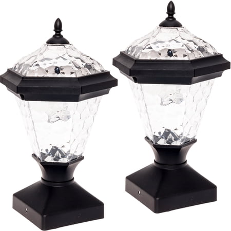 2 Pack GreenLighting Adonia Solar Post Cap Light for 4 x 4 Wood Posts (Black)