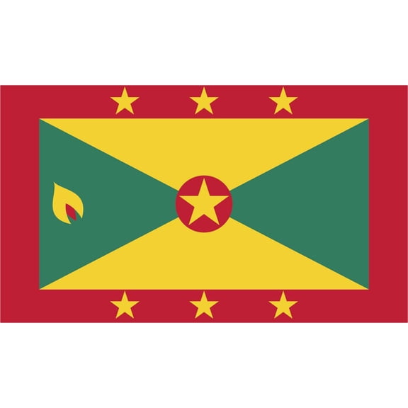 2-Pack Grenada Flag Decal Sticker | 5-Inches By 3-Inches | Laminated Vinyl Decal | PDS436
