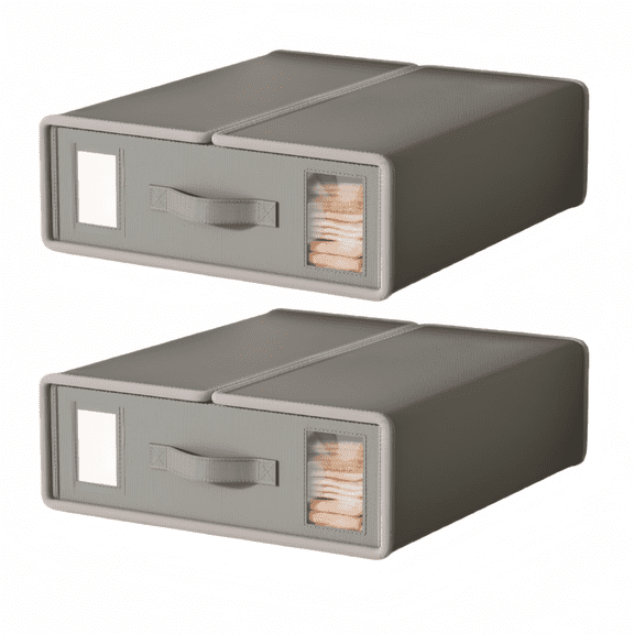 2 Pack Grey Fabric Storage Box With Zipper For Bedding Sets And Clothes Organization