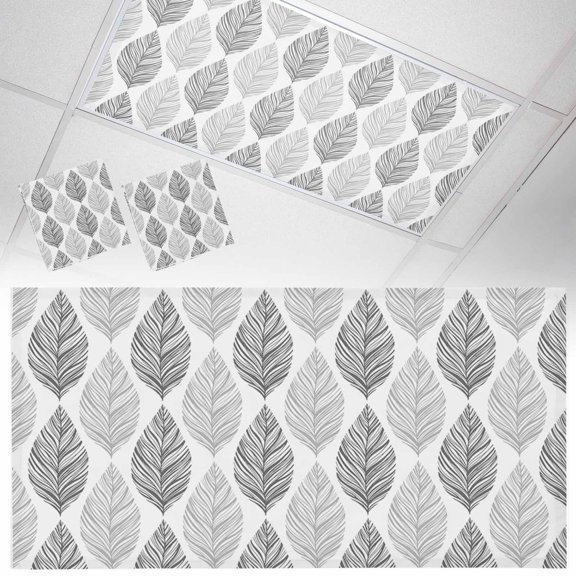 2 Pack Grey Olive Fluorescent Light Covers for Ceiling Lights Leaf Texture Watercolor Magnetic Ceiling Light Covers Overhead Light Filters for Office Classroom Home
