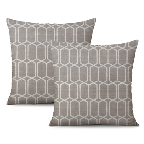 2-Pack Grey and Beige Patchwork Pillow Covers 18x18 Inches, Perfect Addition to Your Modern Home Decor