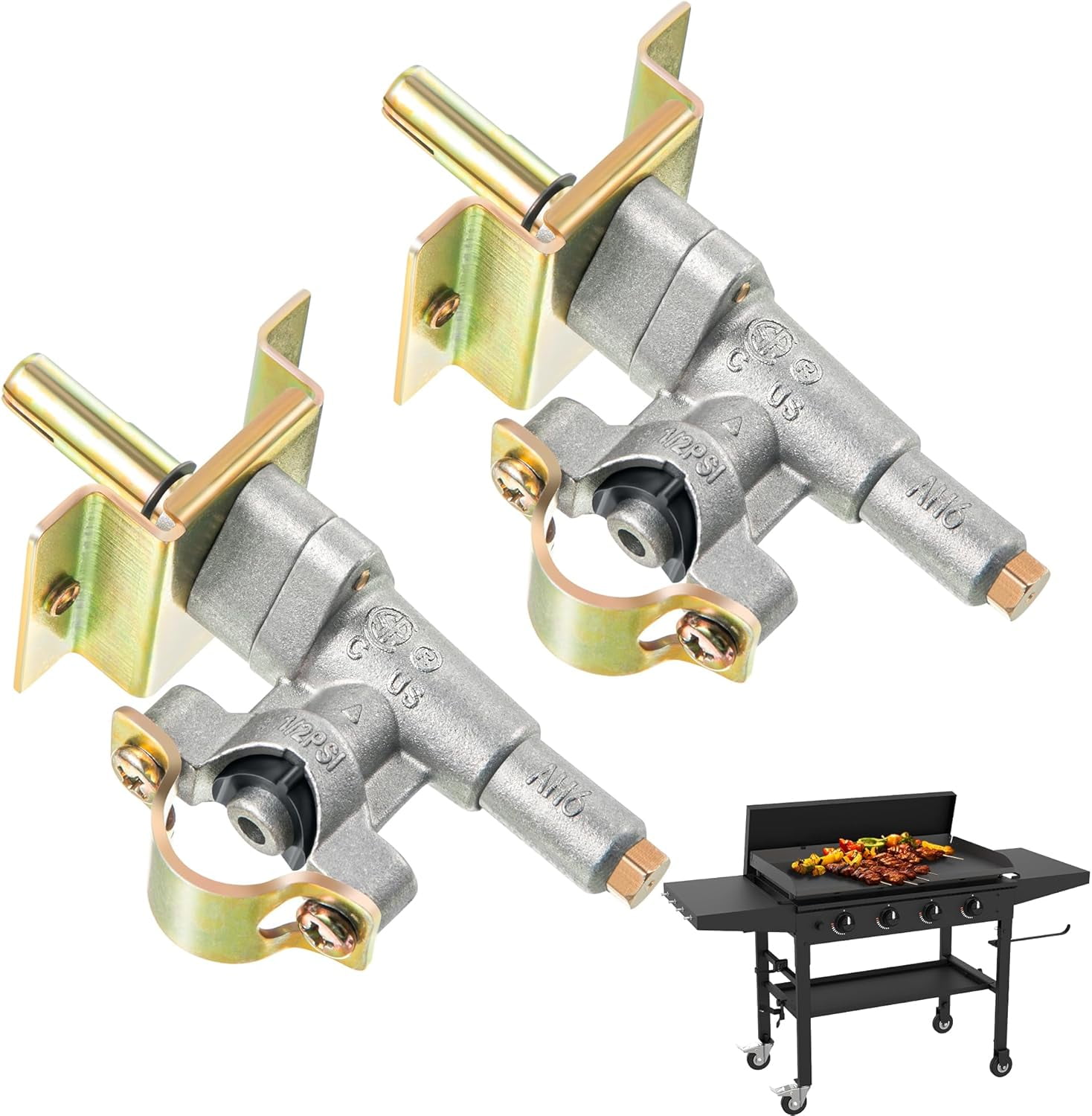 2 Pack Griddle Burner Control Valve Compatible with Blackstone Grill Griddle, Griddle Gas Valve Parts Replacement, Grill Valve Part Compatible with Blackstone 36'' Gas Grill Griddle 1554