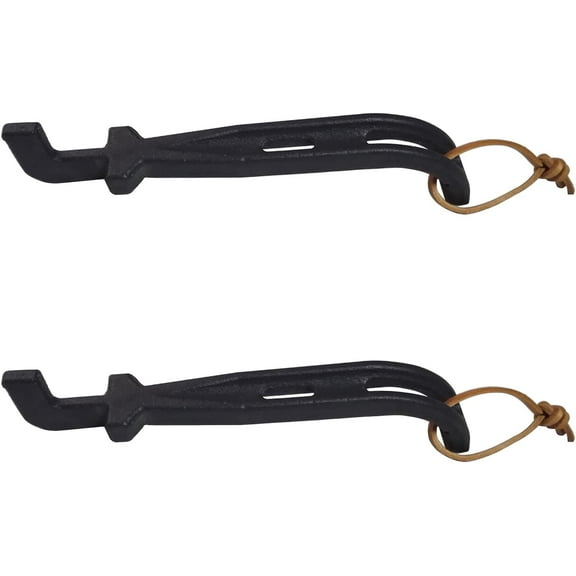 2 Pack Grill Grate Lifter, Cast Iron Cooking Grid Lifter, Barbecue Universal Grate Lifter Tool for Most Charcoal Grills and Gas Grills, Grate Hook, Grate Handle