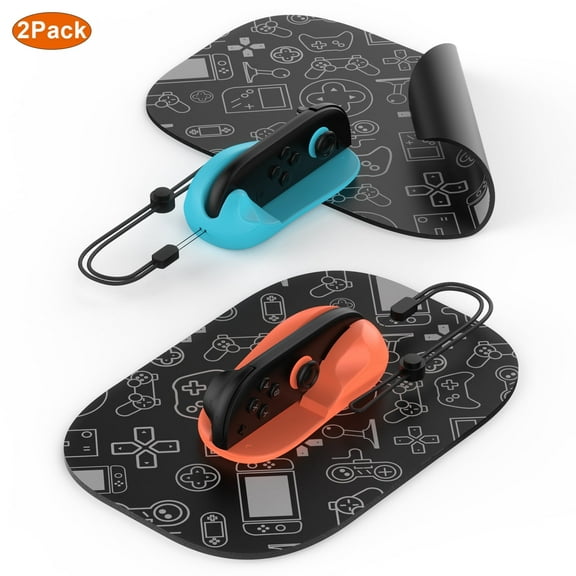2-Pack Grip Mouse for Switch 2 Joycon Gaming Controller, Prociv Ergonomic Controller Mouse with Wrist Rope & Anti-slip Pad Compatible with Switch 2 Accessories(Blue+Orange)