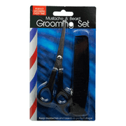 2 Pack Grooming Set, Includes Precision Stainless Steel Scissors and Sleek Black Comb for Mustache, Beard, Detangling, Styling, and Trimming Facial Hair with Ease, Ensuring a Clean, Black