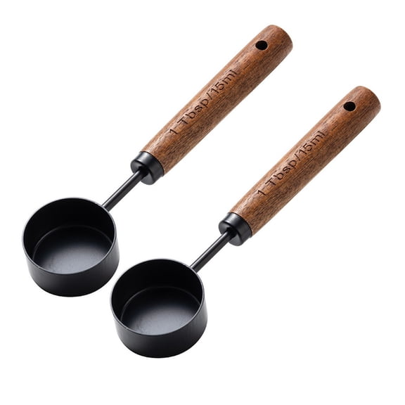 2-Pack Ground Coffee Tablespoon With Long Wood Handle Kitchen Utensil For Scoop