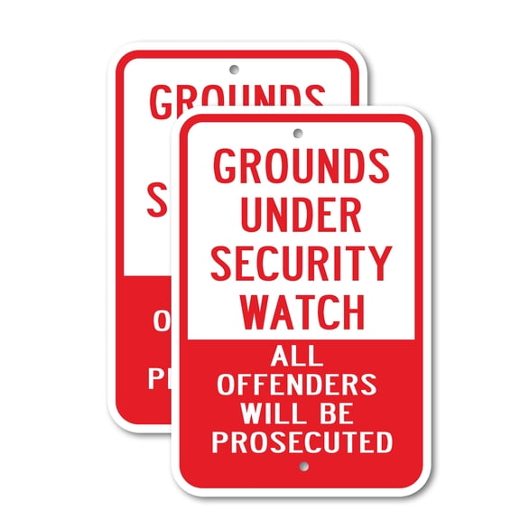 (2 Pack) Grounds Under Security Watch All Offenders Will Be Prosecuted | 18" X 24" Heavy-Gauge Aluminum Sign | Rust Free Aluminum, Weather Resistant, Waterproof, Fade Resistant, 2