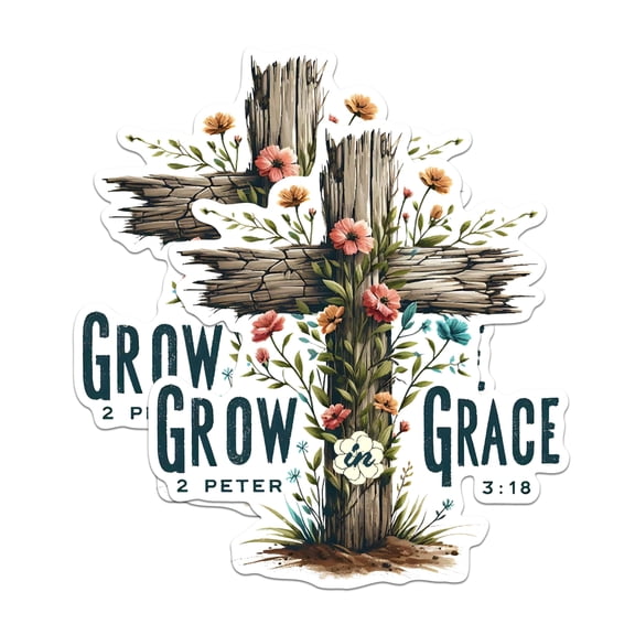 (2 Pack) Grow in Grace Magnets - Inspirational Bible Verse Magnets - Religious Home Decor Magnets- 5" On Longest Side - for Fridges, Toolboxes, Cars - Made in USA - MAG2827