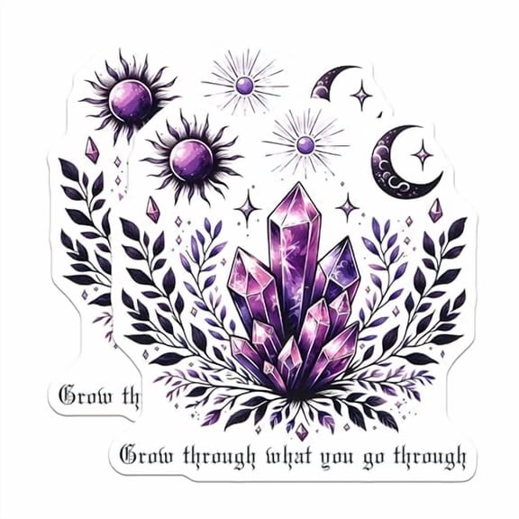 (2 Pack) Grow Through What You Go Through Magnets - Inspirational Quote - Crystal Art - Motivational Decor - 5" On Longest Side - for Cars, Fridges, Toolboxes - Made in USA - MAG8060