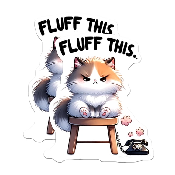 (2 Pack) Grumpy Cat Magnets - Fluffy Cat Design - Cute Animal Refrigerator Magnets - 5" On Longest Side - Premium Magnet - for Cars, Refrigerators, Toolboxes, Lockers - Made in USA - MAG15364