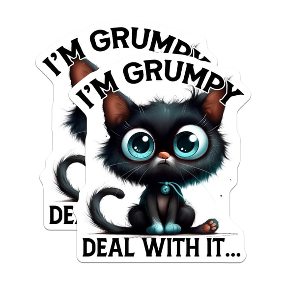 (2 Pack) Grumpy Cat Magnets - Funny Kitty Decor - Sassy Feline Fridge Magnets - 5" On Longest Side - Premium Magnet - for Cars, Refrigerators, Toolboxes, Lockers - Made in USA - MAG16264