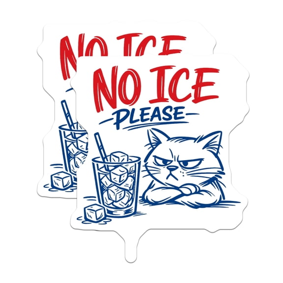 (2 Pack) Grumpy Cat Magnets - No Ice Please Funny Cat Art - Kitchen Locker Refrigerator Magnets - 5 Inches On Longest Side - Thick Durable Magnet - Made in USA - MAG21076