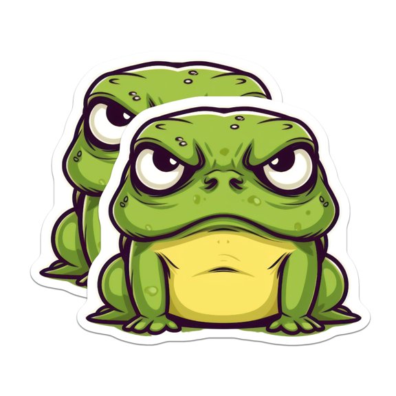 (2 Pack) Grumpy Frog Magnets - Funny Angry Toad Refrigerator Decors - Cute Amphibian Meme Locker Accessories - 5 Inches On Longest Side - Thick Durable Magnet - Made in USA
