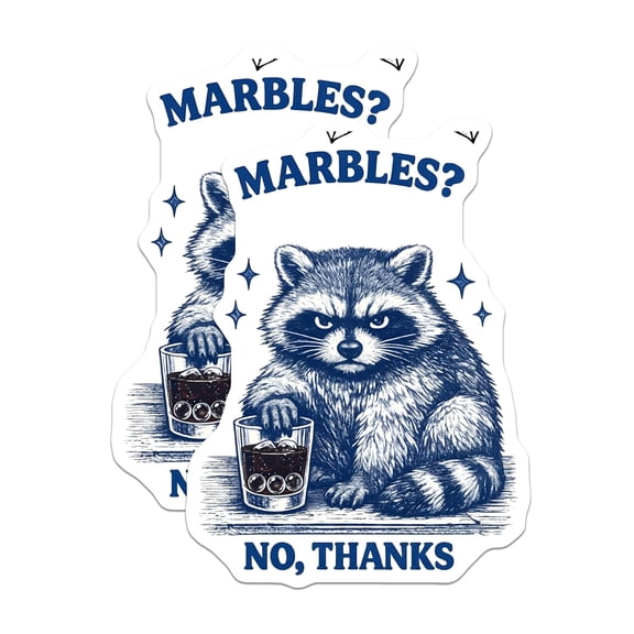 (2 Pack) Grumpy Raccoon Magnets - Marbles No Thanks Fridge Decor - Funny Whiskey Drinker Kitchen Accents - 5 Inches On Longest Side - Thick Durable Magnet - Made in USA - MAG25013